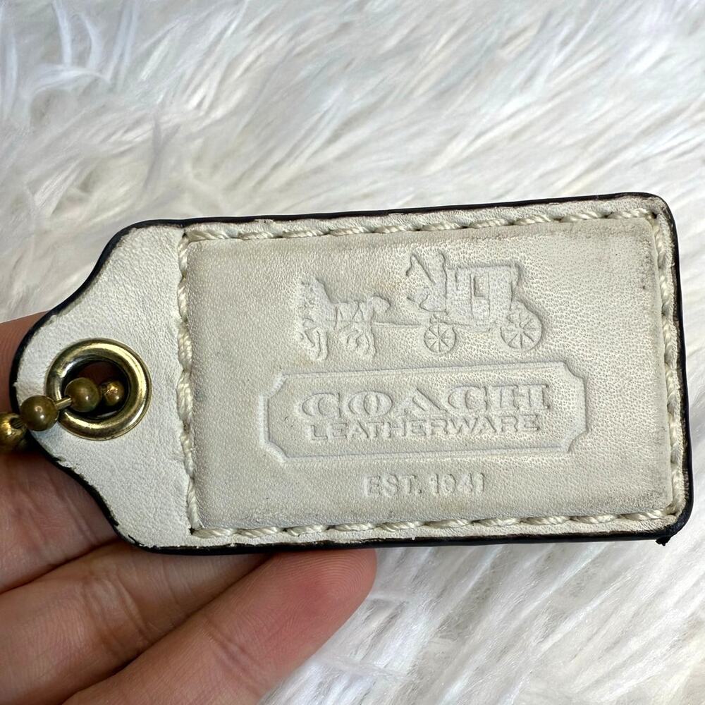 2.5" y2k COACH Vintage Leatherware Fob Bag Charm Hang tag Hangtag - Picture 3 of 3